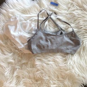 Hanes white + gray sports bras!!